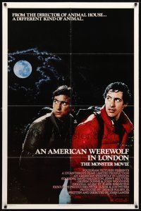 9b043 AMERICAN WEREWOLF IN LONDON 1sh '81 David Naughton, Griffin Dunne, directed by John Landis!