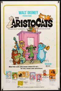 9b056 ARISTOCATS 1sh R73 Walt Disney feline jazz musical cartoon, great colorful image!