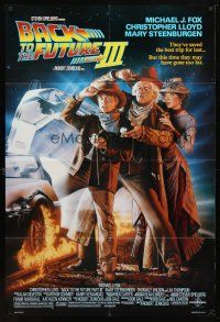 9b068 BACK TO THE FUTURE III DS 1sh '90 Michael J. Fox, Chris Lloyd, Drew Struzan art!