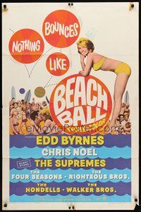 9b078 BEACH BALL 1sh '65 Edd Byrnes, Chris Noel, The Supremes, sexy girl in bikini art!
