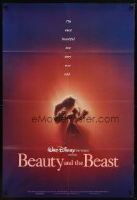 9b081 BEAUTY & THE BEAST DS 1sh '91 Walt Disney cartoon classic, cool art of cast!