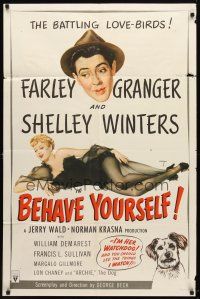 9b083 BEHAVE YOURSELF 1sh '51 art of sexy Shelley Winters by Alberto Vargas!