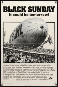 9b110 BLACK SUNDAY 1sh '77 John Frankenheimer, Goodyear Blimp zeppelin disaster at the Super Bowl!