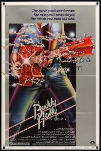 9b164 BUDDY HOLLY STORY style B 1sh '78 Gary Busey great art of electrified guitar, rock 'n' roll!