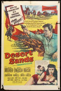 9b241 DESERT SANDS 1sh '55 with the howling fury of a thousand sandstorms, they struck!