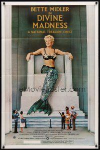 9b256 DIVINE MADNESS style B 1sh '80 great image of mermaid Bette Midler as Lincoln Memorial!