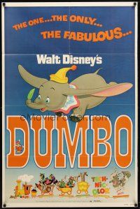 9b273 DUMBO 1sh R76 colorful art from Walt Disney circus elephant classic!