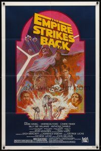 9b281 EMPIRE STRIKES BACK 1sh R82 George Lucas sci-fi classic, cool artwork by Tom Jung!