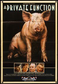 9b710 PRIVATE FUNCTION English 1sh '84 Michael Palin, Maggie Smith, great pig image!