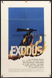 9b291 EXODUS 1sh '61 Otto Preminger, great artwork of arms reaching for rifle by Saul Bass!