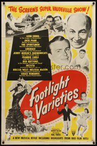 9b319 FOOTLIGHT VARIETIES 1sh '51 Leon Errol, Jack Paar, RKO comedy compilation!