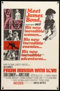 9b339 FROM RUSSIA WITH LOVE style A 1sh '64 art of Sean Connery as James Bond 007 w/sexy girls!