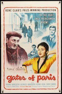 9b345 GATES OF PARIS 1sh '58 Rene Clair's Porte des Lilas, Dany Carrel!