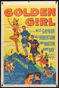 9b360 GOLDEN GIRL 1sh '51 art of sexy Mitzi Gaynor, Dale Robertson & Dennis Day!