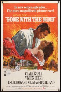9b362 GONE WITH THE WIND 1sh R70 Clark Gable, Vivien Leigh, Leslie Howard, all-time classic!