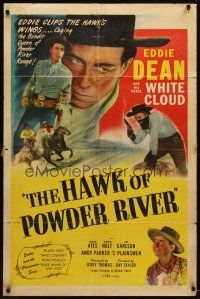 9b391 HAWK OF POWDER RIVER 1sh '48 Eddie Dean, Roscoe Ates, Jennifer Holt, western!