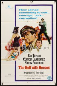 9b398 HELL WITH HEROES 1sh '68 Rod Taylor, Claudia Cardinale, they all had something to sell!