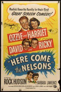 9b400 HERE COME THE NELSONS 1sh '51 Ozzie, Harriet, Ricky, David & Rock Hudson too!