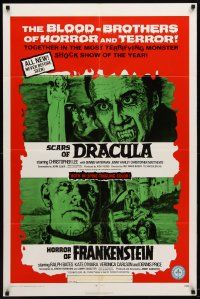 9b416 HORROR OF FRANKENSTEIN/SCARS OF DRACULA 1sh '71 with the blood-brothers of horror & terror!