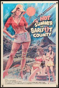 9b419 HOT SUMMER IN BAREFOOT COUNTY 1sh '74 art of sexy country girls by Ekaleri!