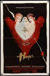 9b430 HUNGER 1sh '83 art of vampire Catherine Deneuve, rocker David Bowie & Susan Sarandon!