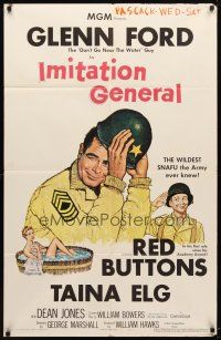 9b439 IMITATION GENERAL 1sh '58 art of soldiers Glenn Ford & Red Buttons + sexy Taina Elg!
