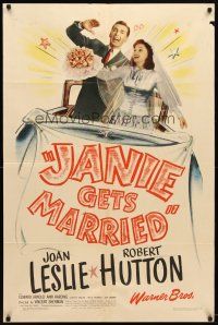 9b457 JANIE GETS MARRIED 1sh '46 Joan Leslie, Robert Hutton, Edward Arnold, wedding art!