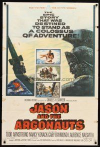9b459 JASON & THE ARGONAUTS 1sh '63 great special effects by Ray Harryhausen, art of colossus!