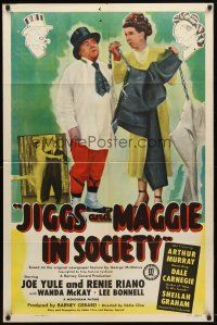 9b465 JIGGS & MAGGIE IN SOCIETY 1sh '48 George McManus, wacky image of Joe Yule & Renie Riano!