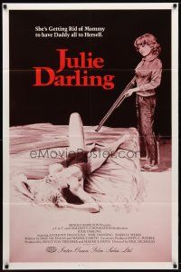 9b470 JULIE DARLING 1sh '83 violent artwork of little girl about to shoot sexy mother in bed!