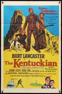 9b476 KENTUCKIAN 1sh '55 art of star & director Burt Lancaster with frontier family!