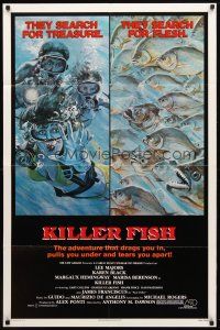 9b481 KILLER FISH 1sh '79 Lee Majors, Karen Black, piranha horror artwork!