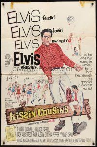 9b489 KISSIN' COUSINS 1sh '64 hillbilly Elvis Presley and his lookalike Army twin!