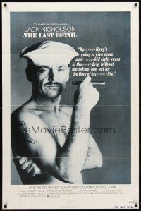 9b499 LAST DETAIL 1sh '73 Hal Ashby, c/u of foul-mouthed Navy sailor Jack Nicholson with cigar!