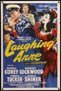 9b506 LAUGHING ANNE 1sh '54 really cool artwork of Wendell Corey & Margaret Lockwood!