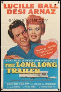 9b531 LONG, LONG TRAILER 1sh '54 newlyweds Lucille Ball & Desi Arnaz go on honeymoon adventure!