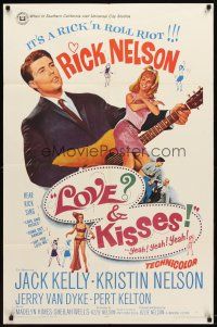 9b537 LOVE & KISSES 1sh '65 Ricky Nelson playing guitar, not rock & roll but Rick & roll!