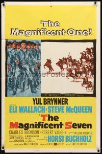 9b001 MAGNIFICENT SEVEN 1sh '60 Yul Brynner, Steve McQueen, Sturges' 7 Samurai western!