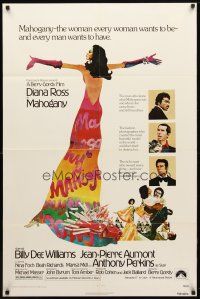 9b547 MAHOGANY 1sh '75 cool art of Diana Ross, Billy Dee Williams, Anthony Perkins, Aumont