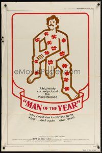 9b555 MAN OF THE YEAR 1sh '73 Homo Eroticus, wacky artwork of naked guy wearing a tie!