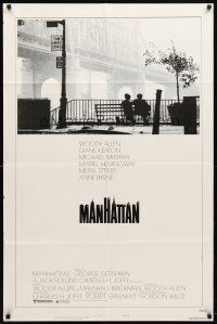 9b563 MANHATTAN style B 1sh R80s Woody Allen & Diane Keaton in New York City by bridge!