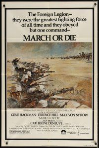 9b565 MARCH OR DIE 1sh '76 Gene Hackman, Terence Hill, art of French Foreign Legion by Tom Jung!