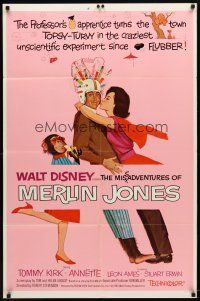 9b584 MISADVENTURES OF MERLIN JONES style A 1sh '64 Disney, art of Annette Funicello, Kirk & chimp!