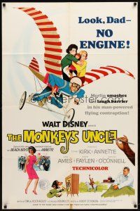 9b597 MONKEY'S UNCLE 1sh '65 Walt Disney, Annette Funnicello flying with ape!