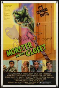 9b598 MONSTER IN THE CLOSET 1sh '86 Troma, cool artwork of monster hand reaching out from closet!