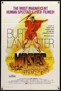 9b602 MOSES 1sh '76 religious Burt Lancaster, a man of wisdom & strength crushed an empire!