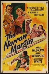 9b615 NARROW MARGIN style A 1sh '52 Richard Fleischer classic film noir, Marie Windsor!