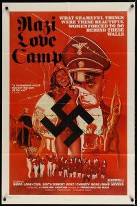 9b620 NAZI LOVE CAMP 1sh '77 classic bad taste image of tortured girls & swastika!