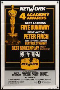 9b624 NETWORK awards 1sh '76 written by Paddy Cheyefsky, William Holden, Sidney Lumet classic!