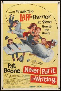9b628 NEVER PUT IT IN WRITING 1sh '64 Pat Boone, Fidelma Murphy, break the laff-barrier!